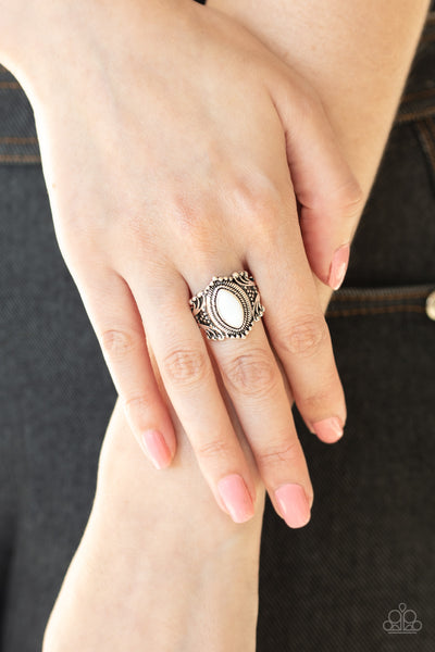 Tangy Texture - White Paparazzi Ring