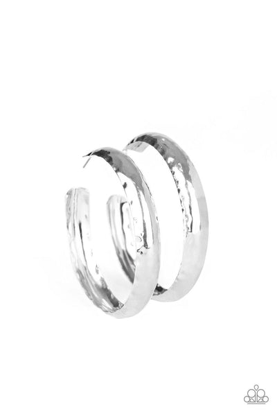 Check Out These Curves - Silver Paparazzi Hoop Earrings - sofancyjewels