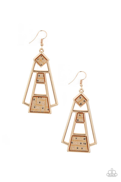 Retro Minimalist - Gold Paparazzi Earrings