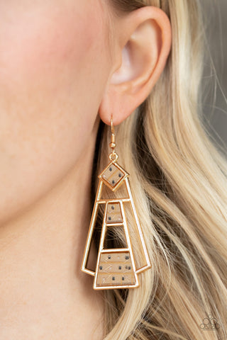 Retro Minimalist - Gold Paparazzi Earrings