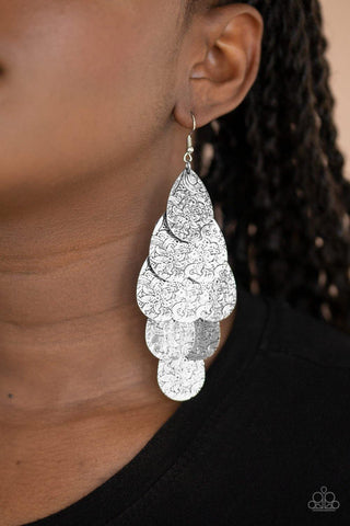 Hibiscus Harmony - Silver Paparazzi Earrings - sofancyjewels