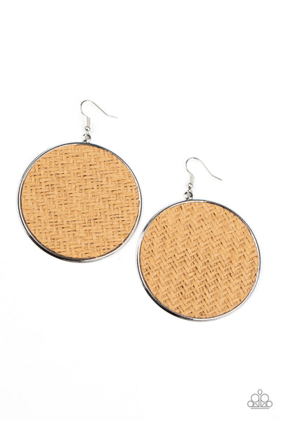 Wonderfully Woven - Brown Paparazzi Earrings