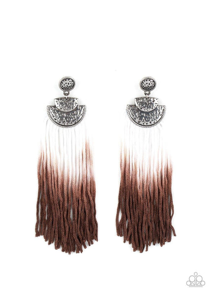 DIP It Up - Brown Paparazzi Earrings - sofancyjewels