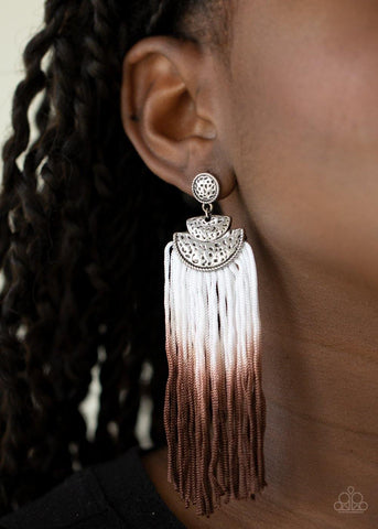 DIP It Up - Brown Paparazzi Earrings - sofancyjewels