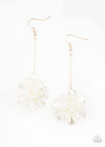 Swing Big - White and Gold Paparazzi Earrings - sofancyjewels