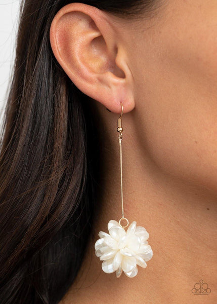 Swing Big - White and Gold Paparazzi Earrings - sofancyjewels