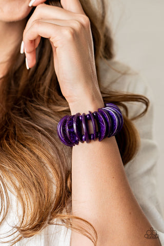 Tropical Tiki Bar - Purple Paparazzi Wood Bracelet