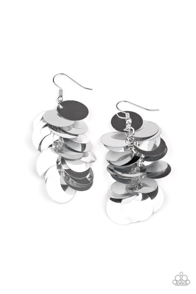 Now You SEQUIN It - Silver Paparazzi Earrings