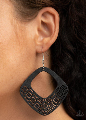 WOOD You Rather - Black Paparazzi Earrings - sofancyjewels