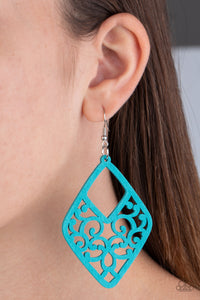 VINE For The Taking - Blue Wood Paparazzi Earrings