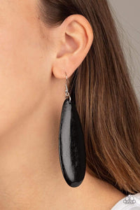 Tropical Ferry Paparazzi Black Wooden Earrings - sofancyjewels