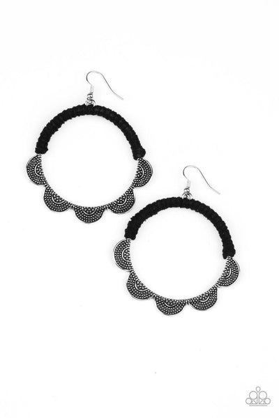 Tambourine Trend - Black Paparazzi Earrings - sofancyjewels