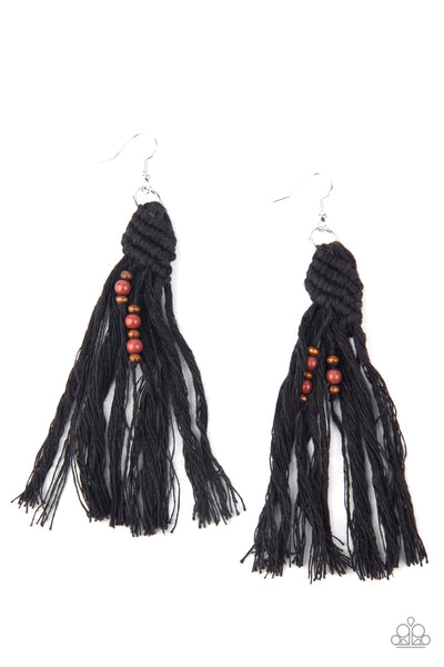 Beach Bash - Black Tassel Paparazzi Earring