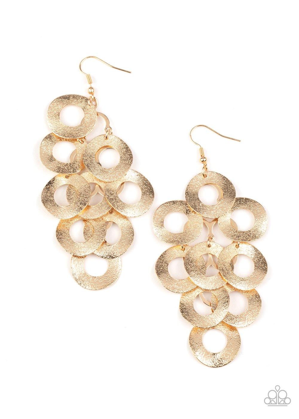 Scattered Shimmer - Gold Paparazzi Earrings - sofancyjewels