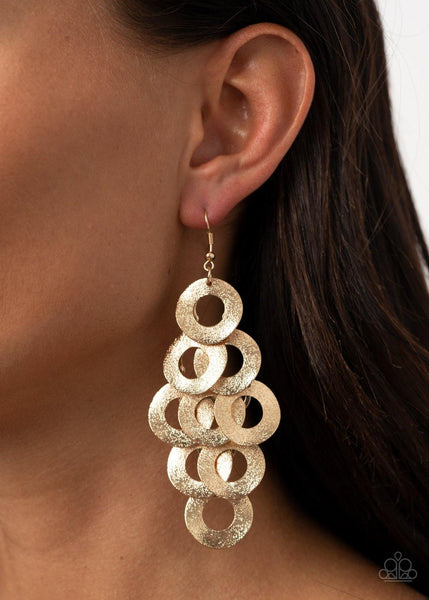 Scattered Shimmer - Gold Paparazzi Earrings - sofancyjewels