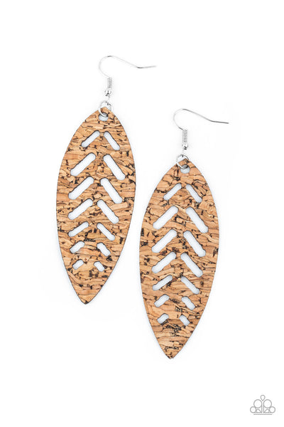 You're Such A CORK Paparazzi Brown Earrings