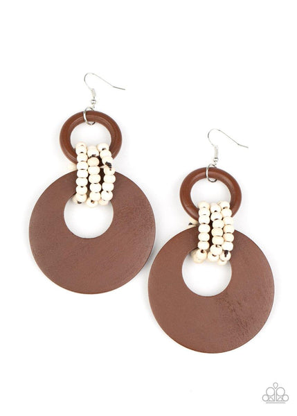 Beach Day Drama - Brown Paparazzi Earrings - sofancyjewels