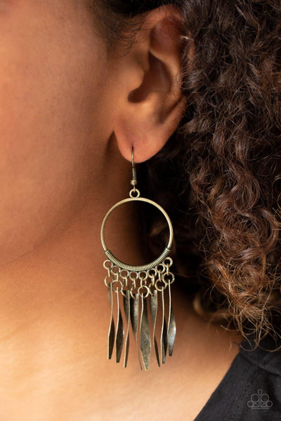 Let GRIT Be! - Brass Paparazzi Earrings - sofancyjewels