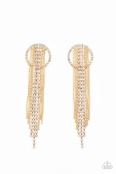 Dazzle by Default - Gold Paparazzi Earrings - sofancyjewels