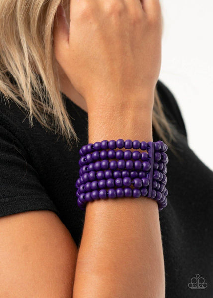 Diving in Maldives - Purple Paparazzi Wood Bracelet - sofancyjewels