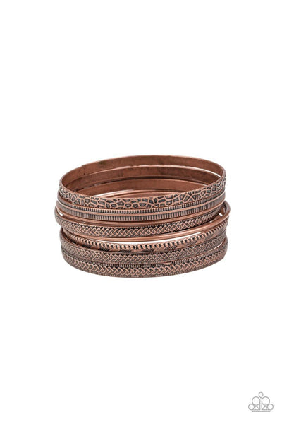 Relics On Repeat - Copper Paparazzi Bangle Bracelet - sofancyjewels