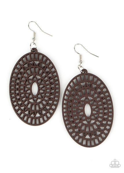 Tropical Retreat - Brown Paparazzi Earrings