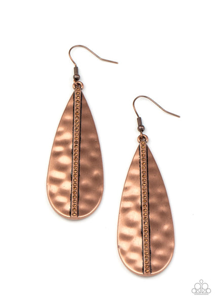 On The Up and UPSCALE - Copper Paparazzi Earrings