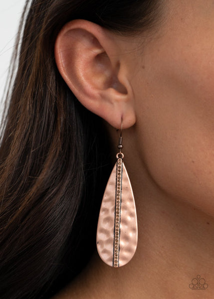 On The Up and UPSCALE - Copper Paparazzi Earrings