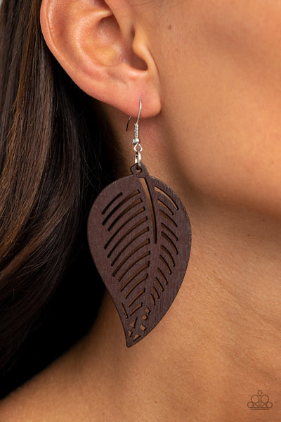 Tropical Foliage - Brown Paparazzi Earrings