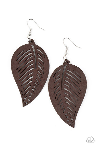 Tropical Foliage - Brown Paparazzi Earrings