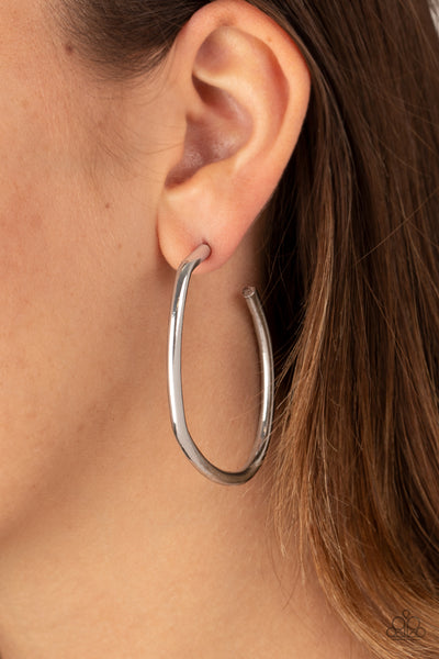 Flatlined - Paparazzi Silver Hoop Earrings