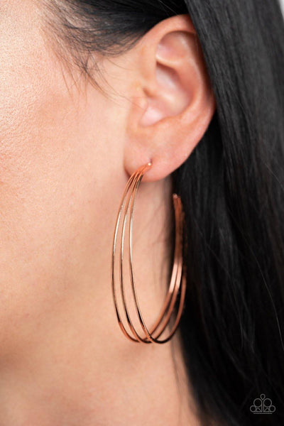 Rimmed Radiance - Copper Paparazzi Hoop Earrings - sofancyjewels