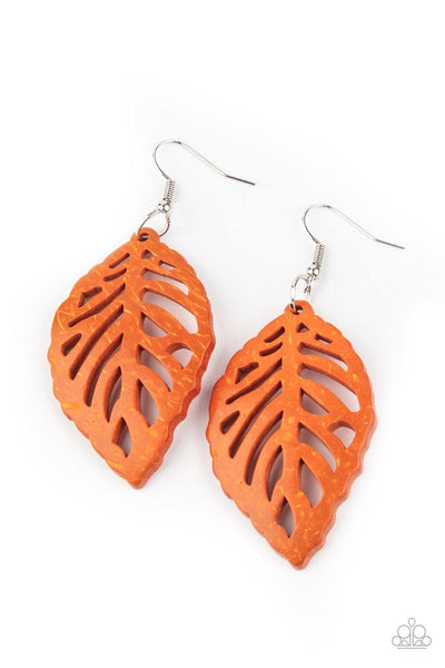 LEAF Em Hanging - Orange Paparazzi Earrings - sofancyjewels