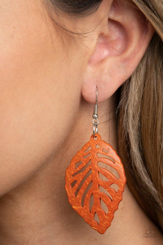 LEAF Em Hanging - Orange Paparazzi Earrings - sofancyjewels