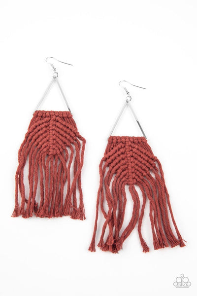 Macrame Jungle - Brown Paparazzi Macrame Earrings - sofancyjewels