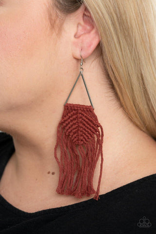 Macrame Jungle - Brown Paparazzi Macrame Earrings - sofancyjewels