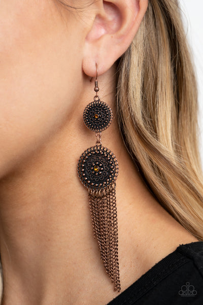 Medallion Mecca - Copper Paparazzi Earrings