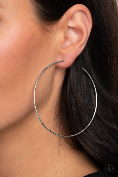 Very Curvaceous - Silver Paparazzi Hoop Earrings