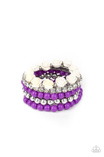 Rose Garden Grandeur - Purple Paparazzi Bracelet - sofancyjewels