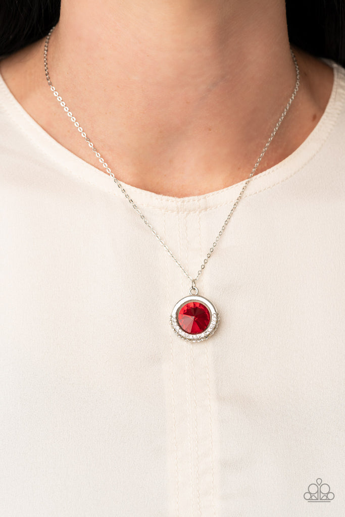 Paparazzi red and sale silver necklace