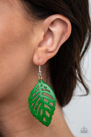 LEAF Em Hanging - Green Paparazzi Earrings - sofancyjewels