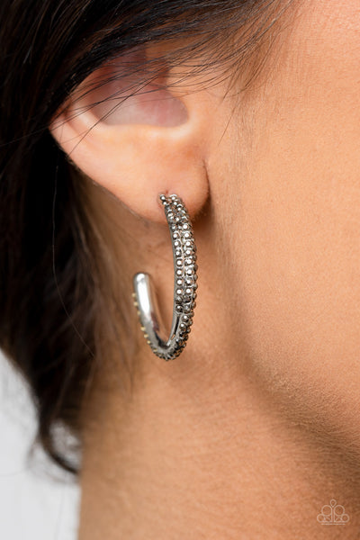 Trail Of Twinkle - Silver Paparazzi Hoop Earrings