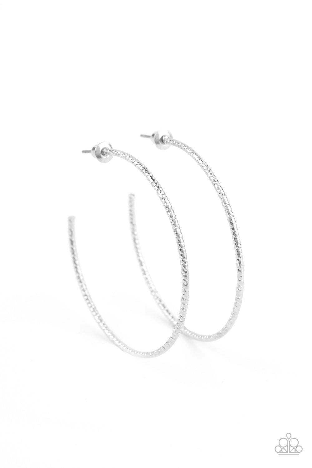 Inclined To Entwine - Silver Hoop Paparazzi Earrings