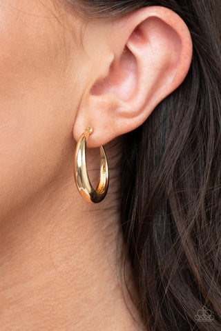 Lay It On Thick - Gold Paparazzi Hoop Earrings