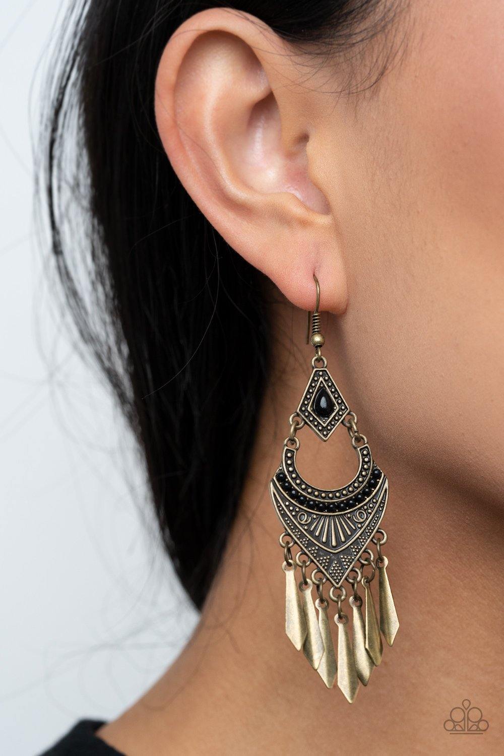 Trailblazer Beam - Brass Paparazzi Earrings - sofancyjewels