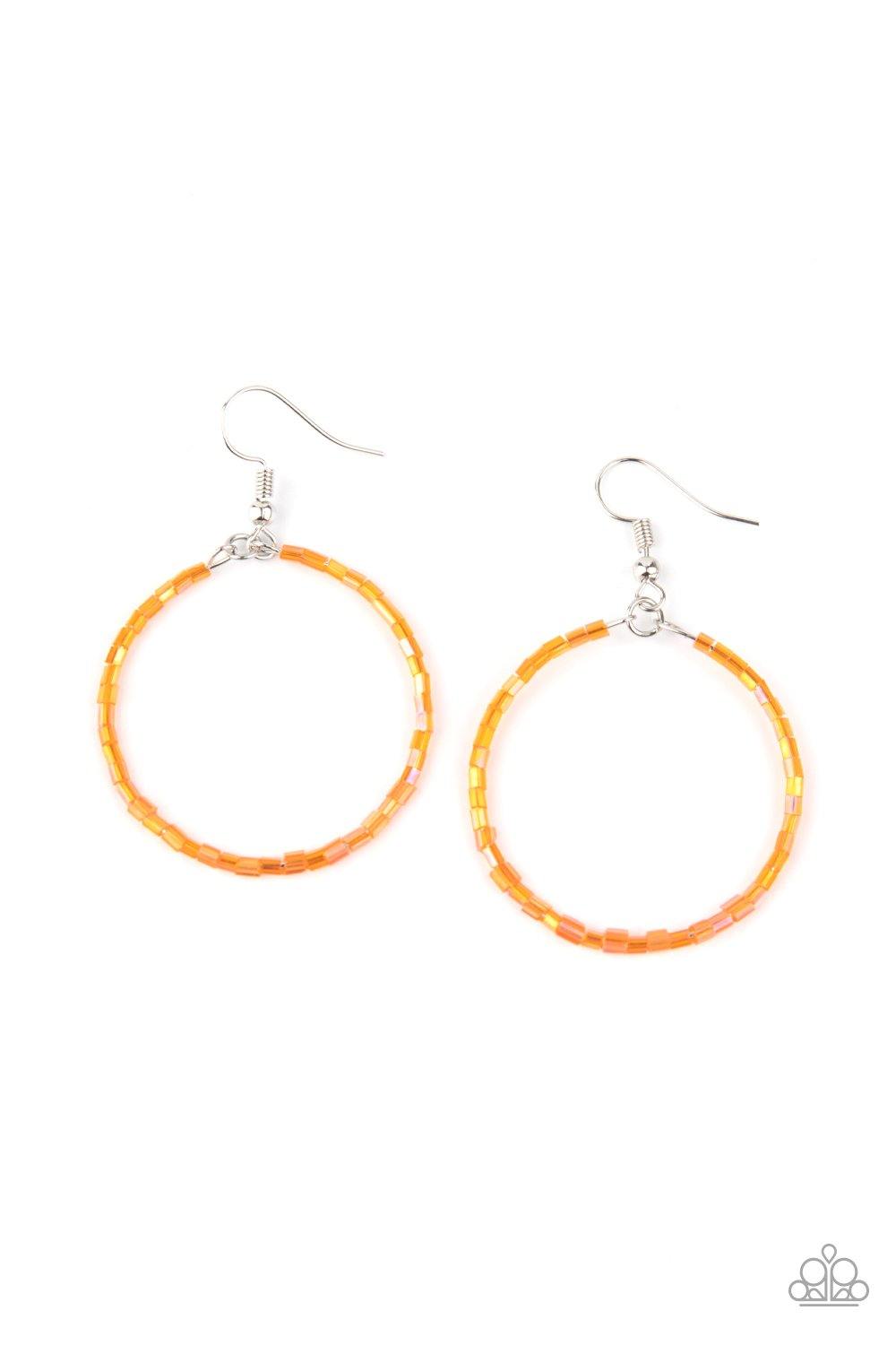 Colorfully Curvy - Orange Paparazzi Earrings - sofancyjewels