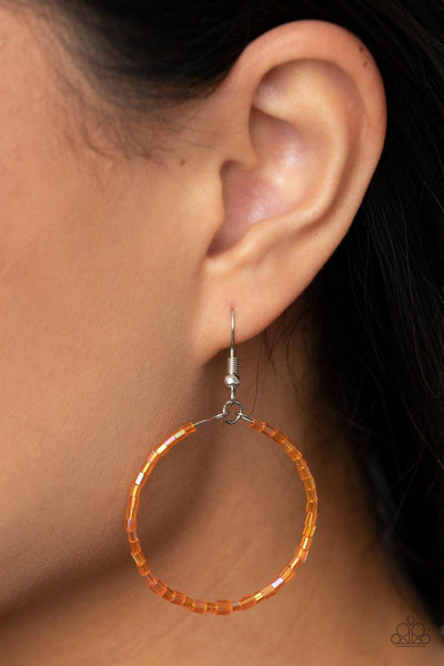 Colorfully Curvy - Orange Paparazzi Earrings - sofancyjewels