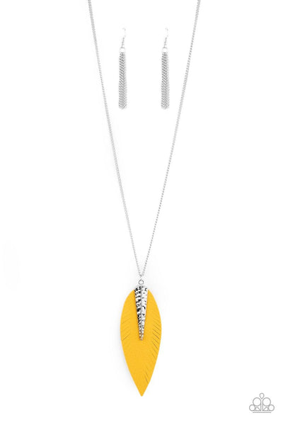 Quill Quest - Yellow Paparazzi Necklace - sofancyjewels