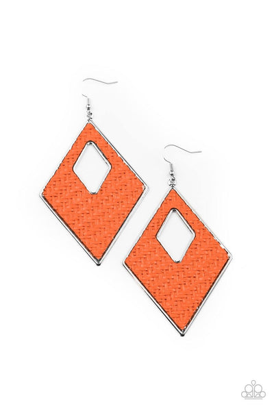 Woven Wanderer - Orange Paparazzi Earrings - sofancyjewels