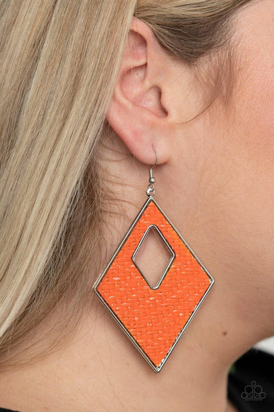 Woven Wanderer - Orange Paparazzi Earrings - sofancyjewels